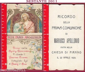 2180 SANTINO HOLY CARD ECCE PANIS ANGELORUM GESù CRISTO PRIMA COMUNIONE PIRANO - Picture 1 of 1