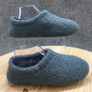 Hometop Slippers Womens 8.5 Fuzzy Curly Fur Mule Blue Slip On Comfort Low Top - Picture 1 of 16