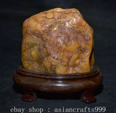 Sinete de selo antigo 4,8" porcelana Shoushan pedra esculpida casa na árvore ponte dinastia mais velha - Imagem 1 de 4