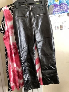 BNWT SIZE 8 MISSGUIDED SIZE 8 CRACK VINYL KICK FLARE TROUSERS - Picture 1 of 1