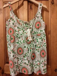 Joe Browns 100% Cotton camisole Top Pale green Paisley Crinkle Cotton UK14 BNWT - Picture 1 of 8