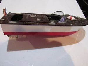 Vintage Wooden toy Electric Speed Boat Fleet-line inboard Motor battery wood - Picture 1 of 6