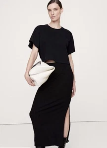NWT Banana Republic Wide Ribbed Knit Maxi Skirt Black Sz XL #604056 - Picture 1 of 5