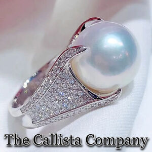 THE CALLISTA CO. 1/2" WHITE SIMULATED PEARL S925 STERLING SILVER RING SZ 6,7,8,9