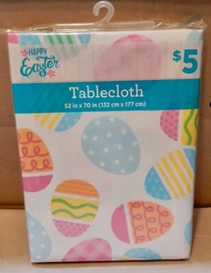 Easter Tablecloth 52" x70" Easter Eggs Flannel Back Fits 28"x46" to 40"x54" 261H - Picture 1 of 2