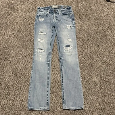 BKE Aiden Straight Size 28R Buckle Mens Distressed Denim Blue Jeans 32" Inseam - Image 1 of 4