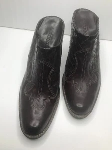 Sesto Meucci - Women's Leather Western Heeled Mules size 7 1/2 medium - Dk Brown - Picture 1 of 5