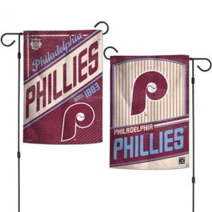 PHILADELPHIA PHILLIES COOPERSTOWN STYLE 2 SIDED GARDEN FLAG 12"X18" YARD BANNER - Picture 1 of 1