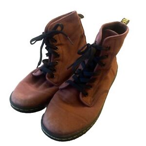 Dr. Doc Martens Boots Womens Size 7 Maroon Red Shoreditch Canvas Air-Wair