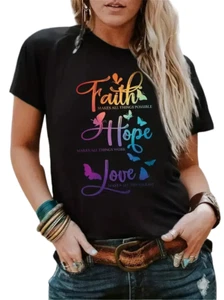 Black Graphic Crew Neck S/S T-Shirt Top Shirt - Misses Size 12 - New - Picture 1 of 1