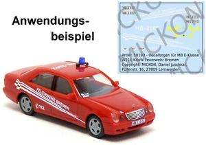 Mickon 50190 Decals MB E-Klasse W210 KdoW Feuerwehr Bremen passend Herpa 1:87 H0 - Picture 1 of 1