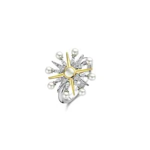 Anello stella argento 925 perle zirconi Ti Sento Milano 12301YP misura 56/16 - Foto 1 di 6