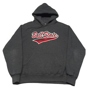 Vintage Ball State University Hoodie Mens Small Gray Pullover College Hipster