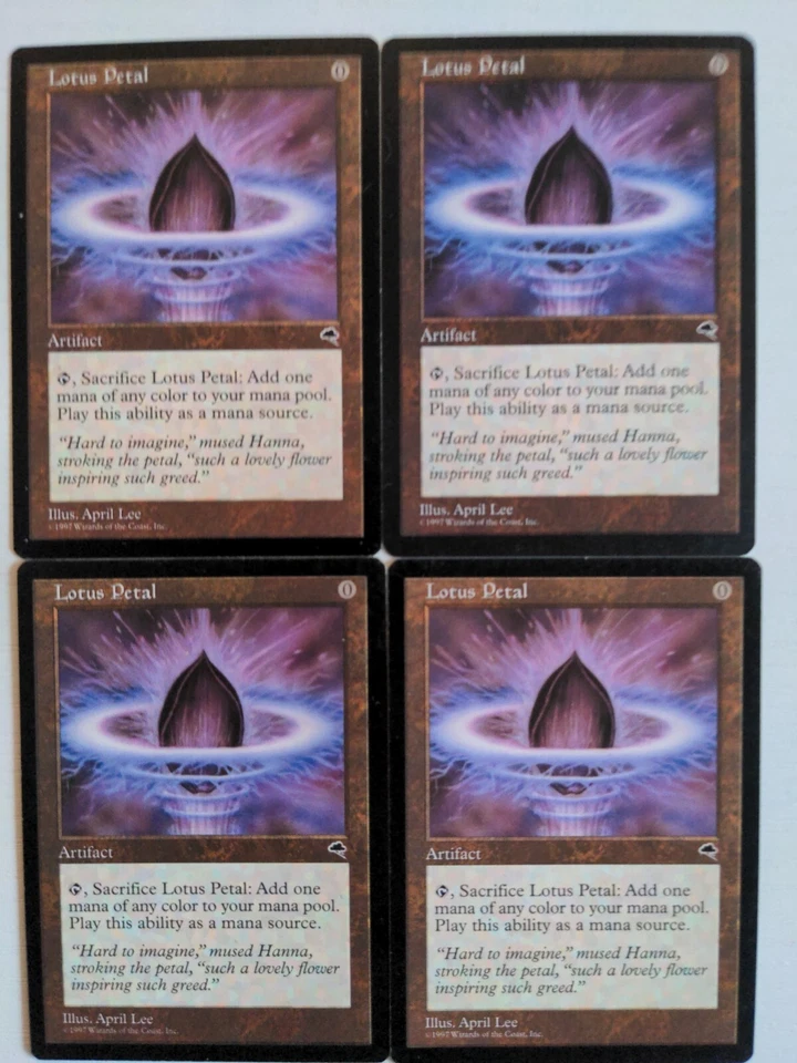 MTG Lotus Petal (Tempest) x4 Playset Magic the Gathering EX (1997) - Image 1 of 1