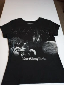 Disney Parks Walt Disney World Black Silver T-Shirt Women's Size Large - Picture 1 of 3