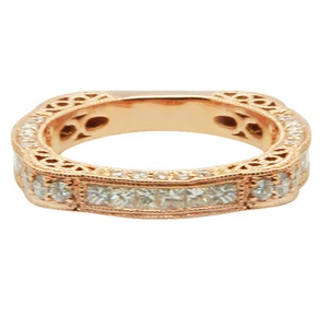 14K ROSÉGOLD PAVE FILIGRAN DIAMANT SAPHIR ETERNITY EHERING RING 5 6 7 9 - Bild 1 von 2