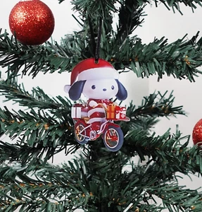 Sanrio Pochacco Weihnachtsschmuck Christbaumschmuck Nikolausmütze Fahrrad süß 2D - Bild 1 von 4