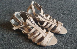 GEORGE UK 5 Grey Roman Gladiator Sandals Low Heel Holiday Summer E4 - Picture 1 of 5