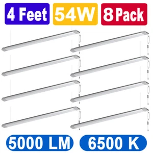 8 Pack 54 Watt 4 Feet Indoor Utility Shoplight Kitchen Ceiling Light Fixture LED - Picture 1 of 5