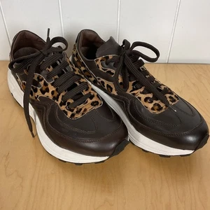 Boemos Leopard Brown Leather Pony Hair Vibram Soles Women's Sneakers Size EU 39 - Picture 1 of 8