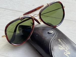 Lente vintage B&L Ray-Ban W0743 estilo G aviador tortuga/verde dorado - rara década de 1980 - Imagen 1 de 14