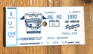 7.5.92 DODGERS/PHILLIES TICKET STUB-HENRY RODRIGUEZ MLB DEBÜT - Bild 1 von 1