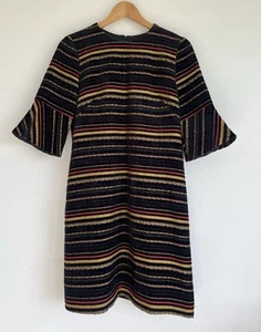 Cue Size 10 Black Colourful Woven Dress Short Sleeve - Picture 1 of 4