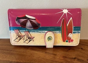 A Very Rare Vintage HTF ShagWear Canada Beach Vegan Snap Zip Beautiful Wallet - Picture 1 of 4