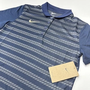 Nike Womens Dri-fit Short Sleeve Polo Shirt Swoosh Navy Blue Sz XS - Picture 1 of 5