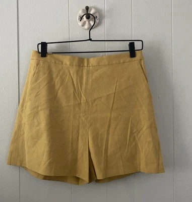 Pantalones Cortos Theory Tarrytown Mezcla de Lino Amarillo Caléndula Talla 8 Nuevos con Etiquetas $190 Foto 1 de 4