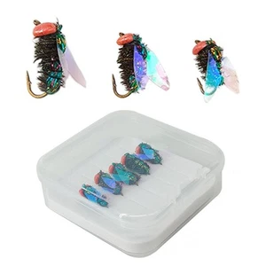 5 pièces hameçons à mouche leurre appât pour pêche à la truite bar gris et - Photo 1/40