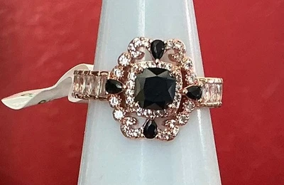 Anillo Bomb Party “Let’s Toast To Fabulous” RG32112 Negro Ónix Circonita Circonita Oro Rosa Talla 8 - Imagen 1 de 3