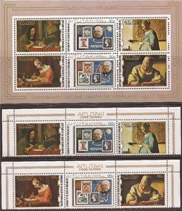 Aitutaki - 1979 Rowland Hill - Set of 2 3 Stamp Strips + S/S - 1M-004 - Picture 1 of 1