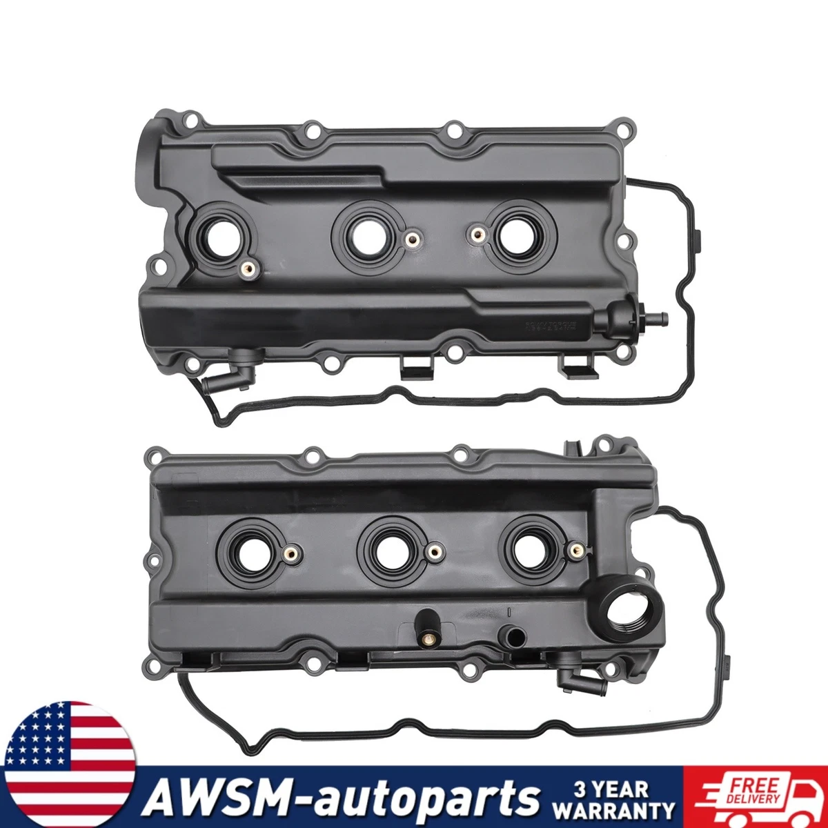 Valve Cover Set For 2005-2017 Nissan Frontier, Pathfinder, Xterra 4.0L V6 - Plastic OE Replacement
