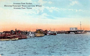 Aransas Pass Harbor Texas Waterfront Scene City Wharf Vintage Postcard CP457 - Picture 1 of 2
