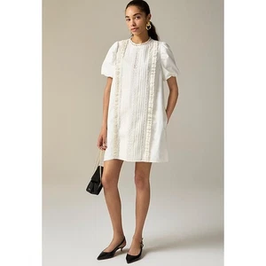 J Crew Lace Trim Pintuck Dress S NWT Lace Pleated CJ496 J.Crew Romantic - Picture 1 of 5