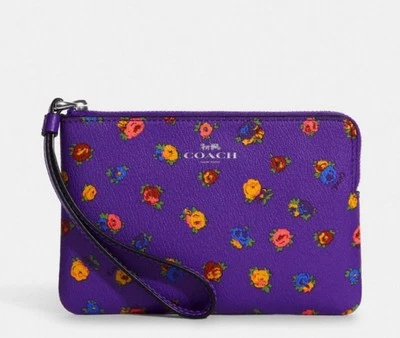 Новый с Ярлыками тренер Sport фиолетовый маленький угол молнии кошелек с ремешком с розой цветочный принт CA716 - Изображение 1 из 2