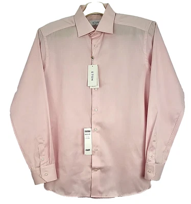 Eton NWT Dress Shirt 41 16 Slim Fit Pink Light Red Cotton Button/Cuff Link $250 - Image 1 of 4