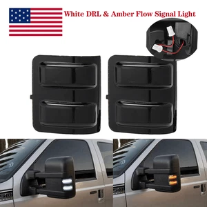 For 2008-2016 Super Duty Side Mirror Lights LED Smoke  White Amber Replacement - Picture 1 of 12