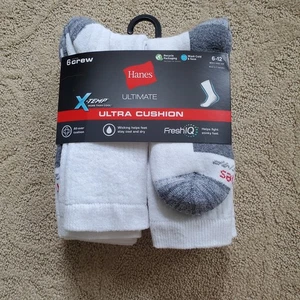 Calza Hanes Uomo Ultimate® Ultra Cushion Cool Comfort CREW Taglia 6-12 6PK BIANCA - Foto 1 di 6