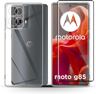 CUSTODIA COVER PER MOTOROLA G85 5G + 1 PELLICOLA VETRO TEMPERATO 9H TRASPARENTE - Immagine 1 di 4