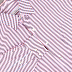Brooks Brothers Shirt Mens 16 32/33 Red Blue White Striped 346 Non-Iron Cotton - Picture 1 of 13