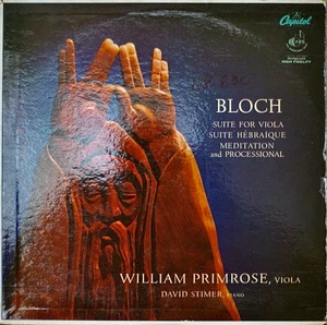 BLOCH: Suite for Viola/Suite Hebraique+NM1957LP MONO WILLIAM PRIMROSE - Picture 1 of 1
