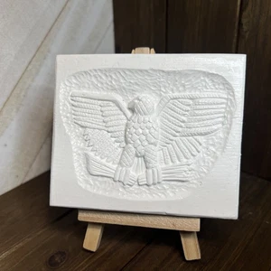 Gothic Ceramic Resin Eagle Relief Plaque on Easel Handmade Irregular Décor OOAK - Picture 1 of 6