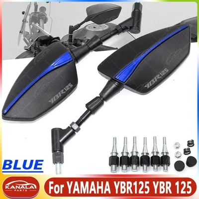 CNC Rearview Rear View Mirrors Side Mirror 1Pair For YAMAHA YBR125 YBR 125 Blue - Image 1 of 2