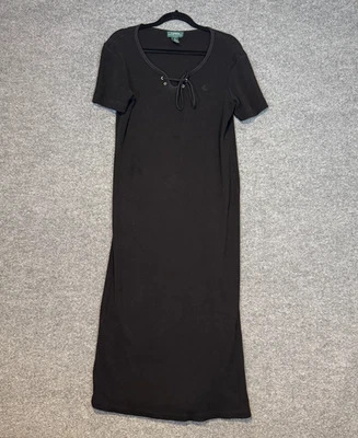 Lauren Ralph Lauren Dress Womens Large Maxi Ribbed Knit Stretch Bohemian Y2K 90s - Image 1 of 4