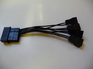 4 Pin Molex to X 4 3 Pin Fan Adapter Cable 4 x 12V ALL BLACK - Picture 1 of 5