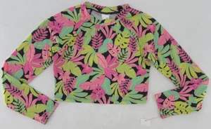 NWT Cat & Jack Rash Guard Hawaiian Floral Cropped Shirt Swim Top Size M (8) - Picture 1 of 5