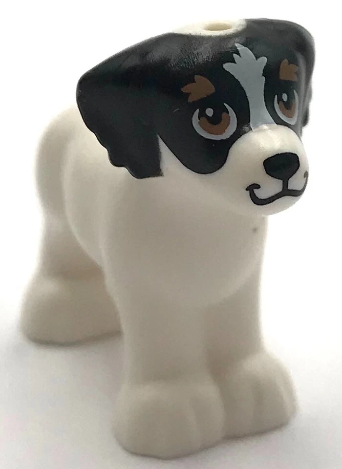 Lego Novo Branco Dog Friends Orelhas e Cauda de Pele Salsicha com Peças de Orelhas Pretas - Imagem 1 de 1