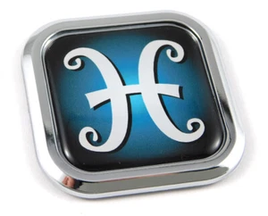Pisces Zodiac Square Chrome rim Emblem Car 3D Decal Badge Bumper sticker 2" - Bild 1 von 8